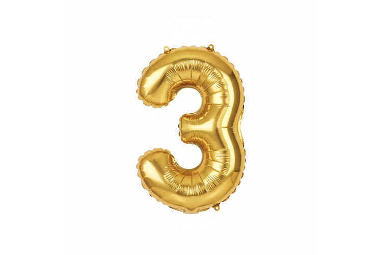 Golden Metallic Number 3 Foil Balloon Party Decoration example image 1