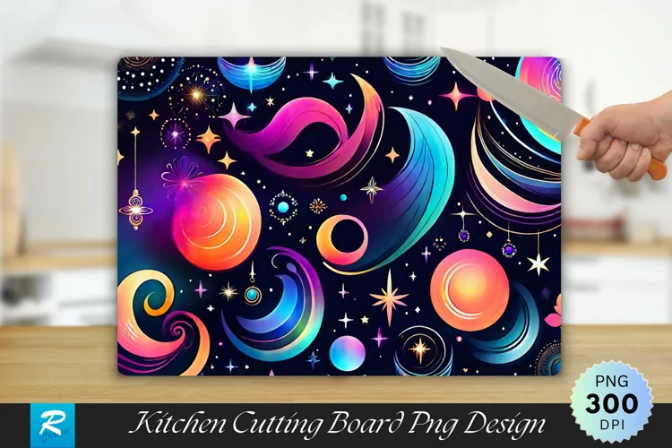 Colorful Doodle Cutting Board Sublimation Design
