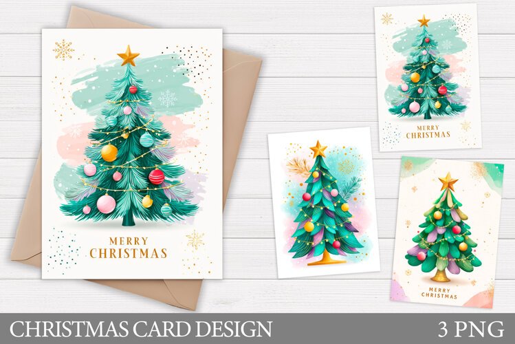 Christmas Card Printable. Christmas Tree Card Design example image 1