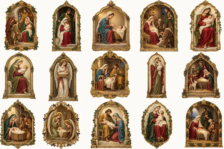 Christmas Nativity Clipart, Holy Family and Baby Jesus PNG