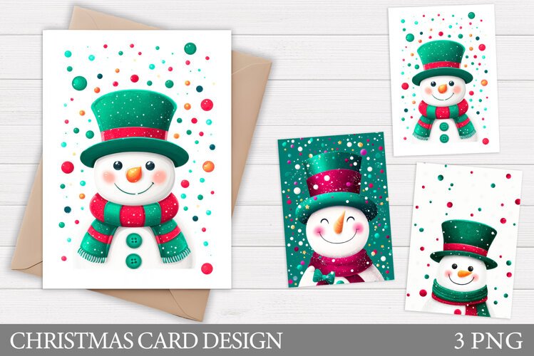 Snowman Card Printable. Christmas Card Design example image 1
