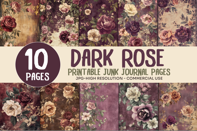Dark Rose Junk Journal Pages