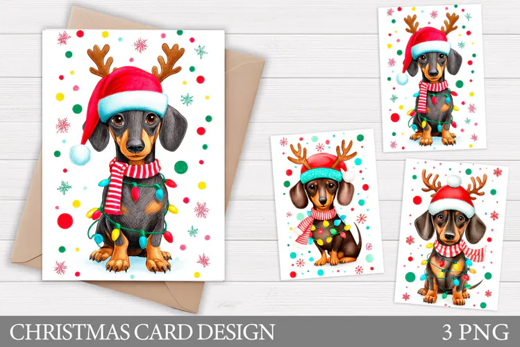 Christmas Card Design. Christmas Dog Card Printable