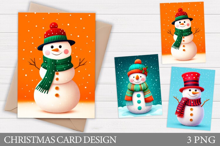Snowman Card Printable. Christmas Card Design example image 1
