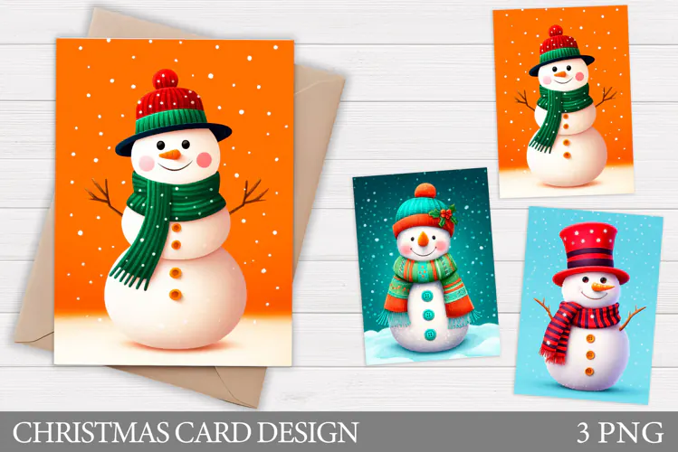 Snowman Card Printable. Christmas Card Design