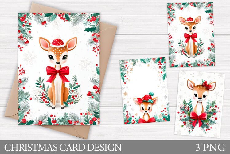 Christmas Deer Card Printable. Christmas Card Design example image 1
