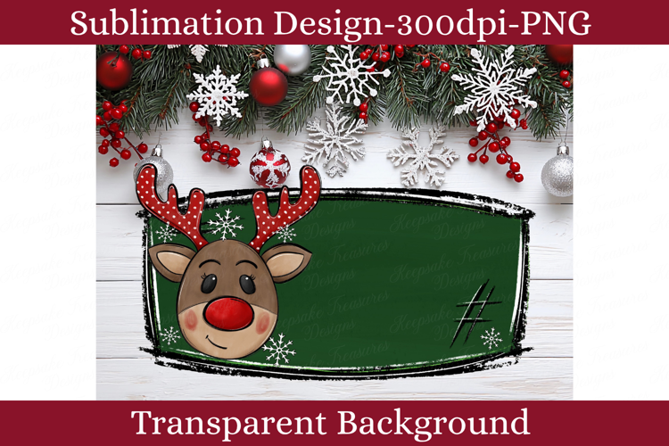 Christmas Reindeer Name Plate Red & Green Sublimation PNG