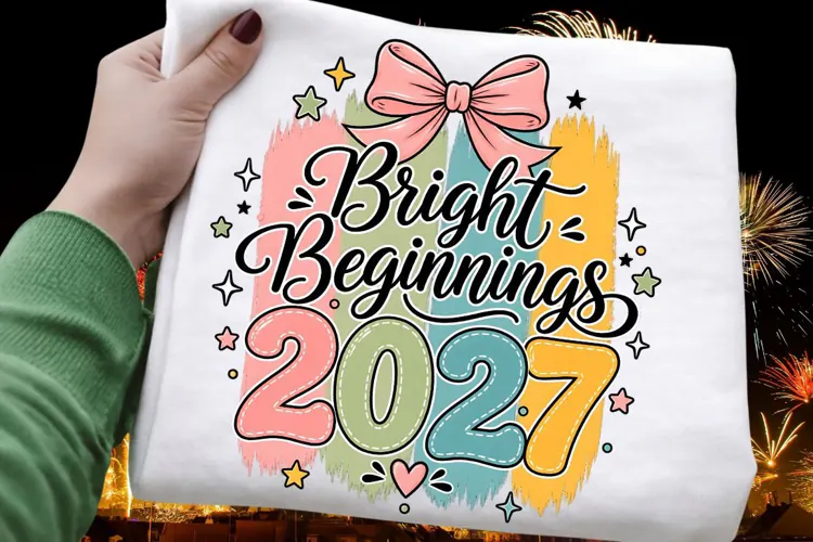 Bright Beginnings 2027 New Year Pastel PNG Sublimation