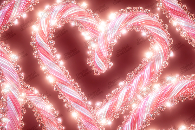 Glowing Candy Cane Heart Pattern for Christmas Crafts