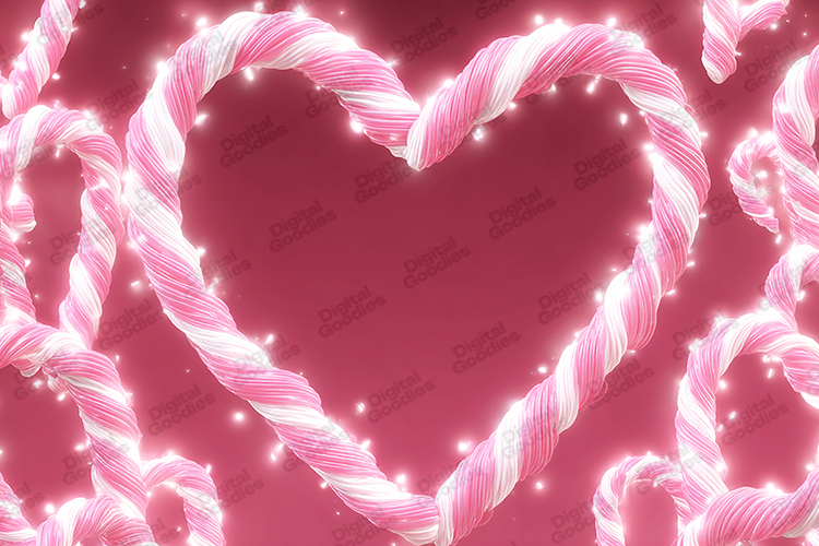 Pink Candy Cane Heart Background for Holiday Crafts