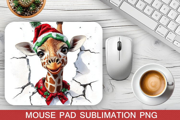 Christmas Giraffe Mouse Pad Sublimation -Christmas Mouse Pad example image 1