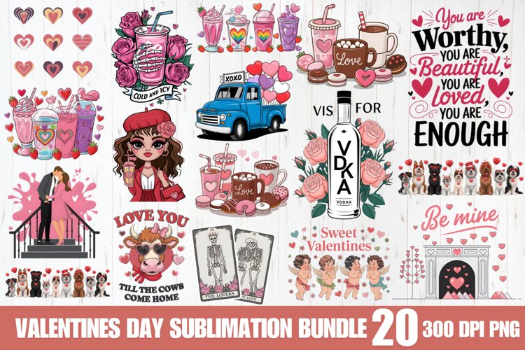 Valentines Day Sublimation Bundle PNG