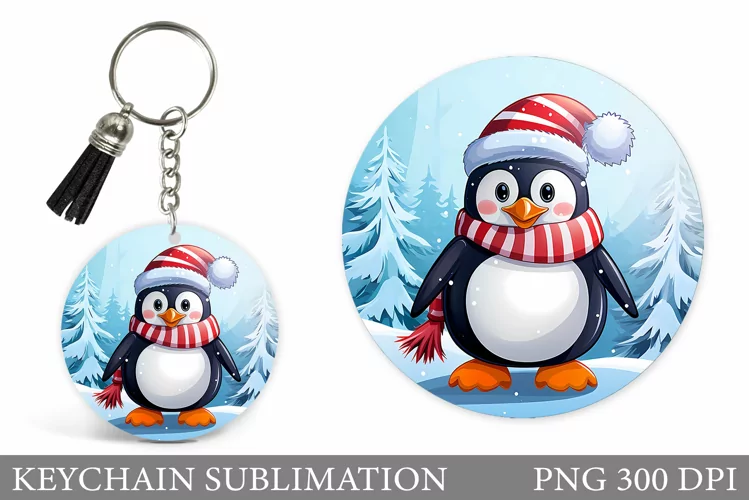 Cute Christmas Penguin Keychain Sublimation
