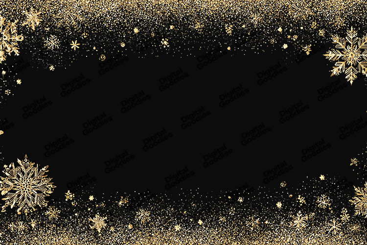 Gold Snowflake Glitter Border Background for Holiday Crafts