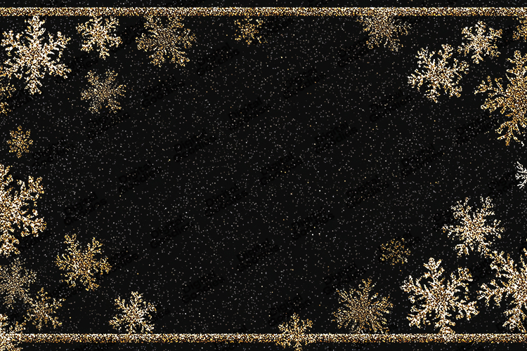 Gold Glitter Snowflake Frame Background for Holiday Crafts