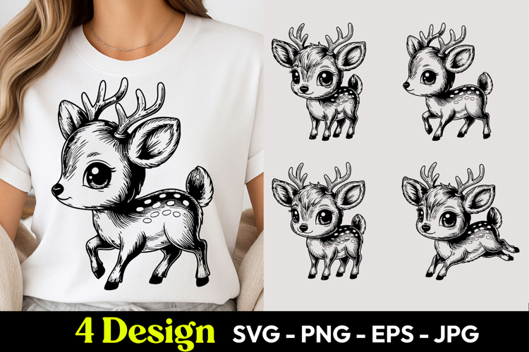 Cute Little Deer SVG PNG example image 1