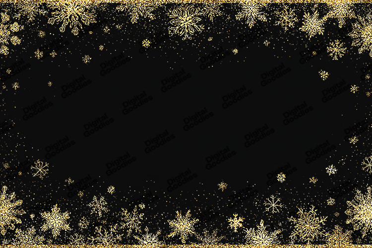 Gold Glitter Snowflake Border Background for Winter Crafts