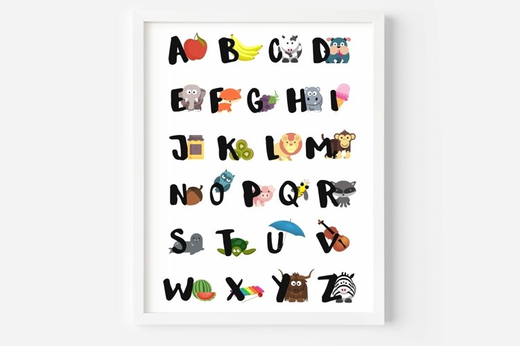 Printable Alphabet Wall Art, Nursery Alphabet Wall Art