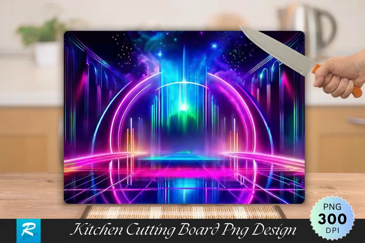 Neon Lights Cutting Board Sublimation Design