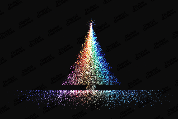 Rainbow Glow Dotted Christmas Tree Glitter Background
