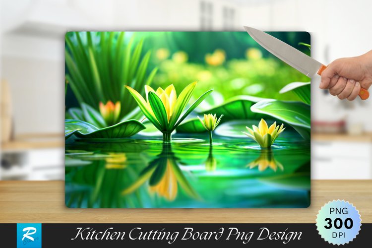 Water Plants Cutting Board Sublimation Design example image 1