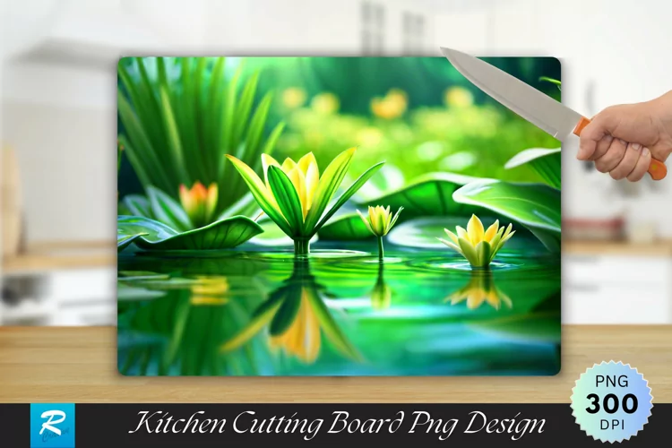 Water Plants Cutting Board Sublimation Design