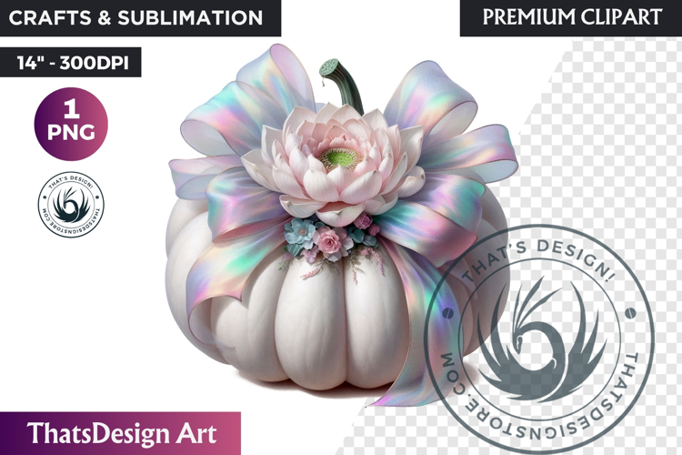 Pastel Floral baby shower wedding coquette pumpkin bow PNG