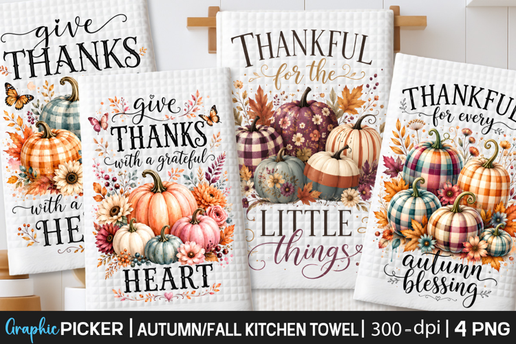 Plaid Pumpkins, Fall Thanksgiving Towel Sublimation Designs