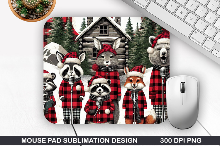 Raccoons Mouse Pad Sublimation, Christmas Mouse Pad PNG