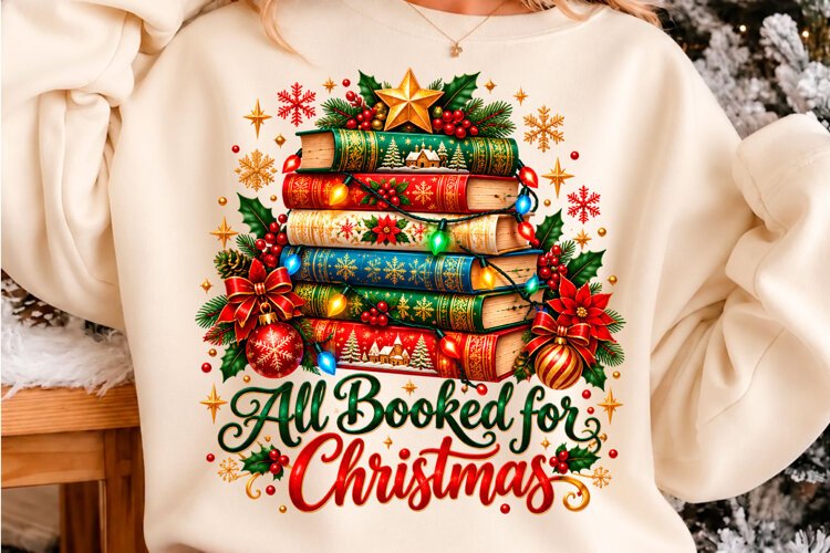 All Booked Christmas Shirt example image 1