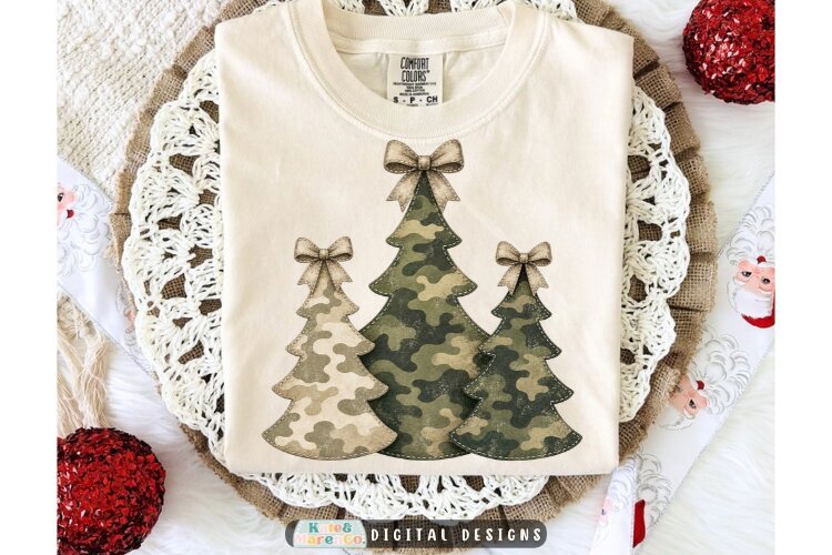 Camo Christmas Trees PNG | Camouflage Merry Christmas PNG example image 1