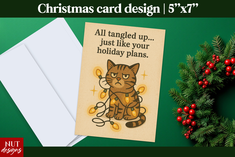 Vintage Christmas Cards Funny Cat Christmas Card Design