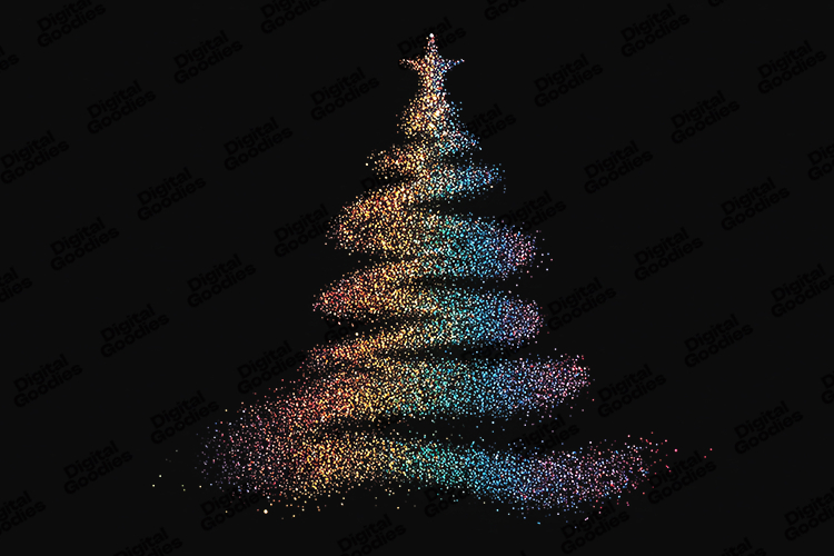 Rainbow Glitter Christmas Tree Background Digital Art