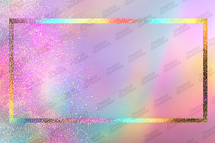 Pastel Rainbow Glitter Frame Background Digital Paper