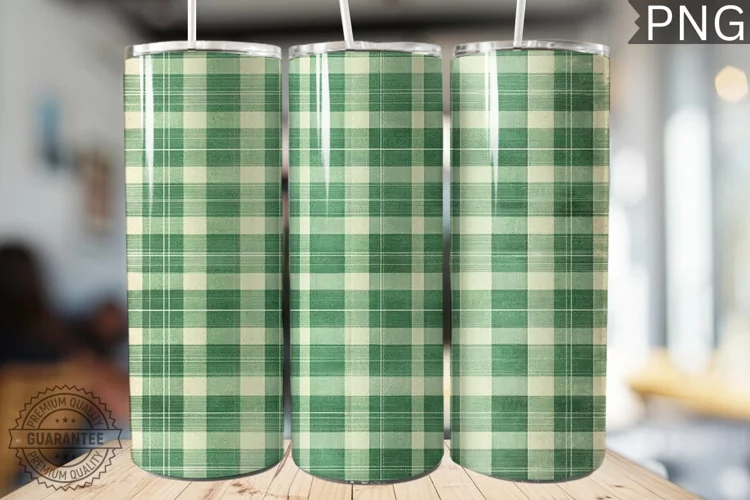 Green Plaid Tumbler Wrap - High Quality 300 Dpi