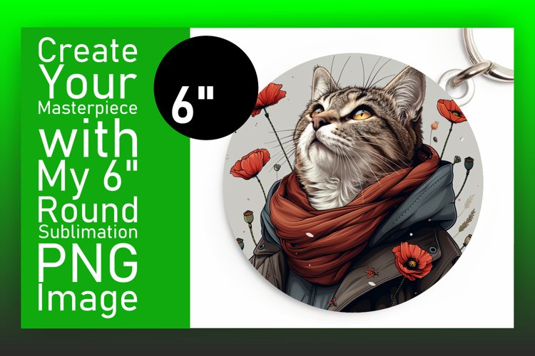 Whimsical Cat Lover Circle Design Keychain