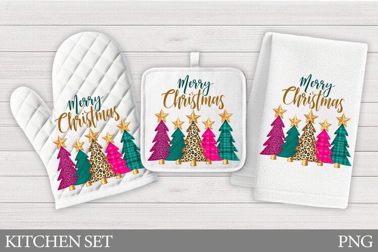 Merry Christmas Oven Mitt. Christmas Square Pot Holder example image 1