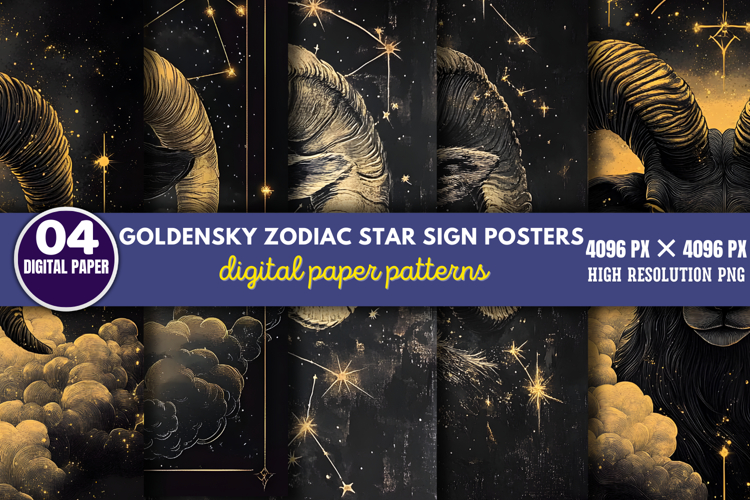 GoldenSky Zodiac Star Sign Posters PNG