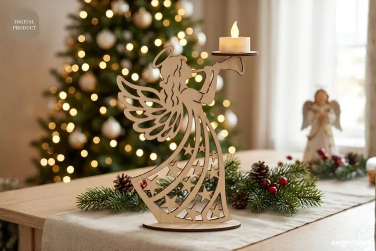 Christmas Angel Candle Holder Laser Cut | Glowforge | SVG