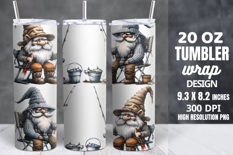 Fishing Gnomes Tumbler Sublimation Wrap