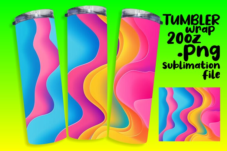 Gradient Pattern Tumbler Wrap with Bright Colorful 20oz