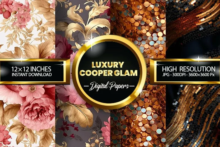 Luxury Cooper Glam Digital Papers - 04 Variations