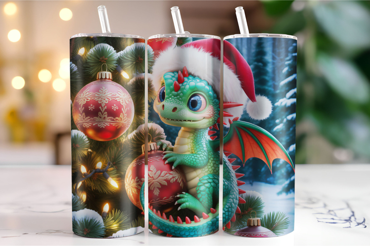 Merry Christmas Dragon Tumbler Wrap | Christmas Wrap