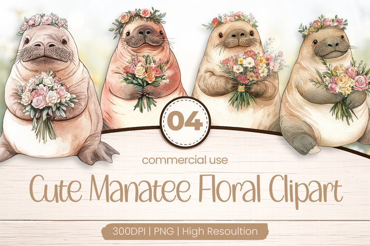 Cute Ferret Floral Clipart PNG