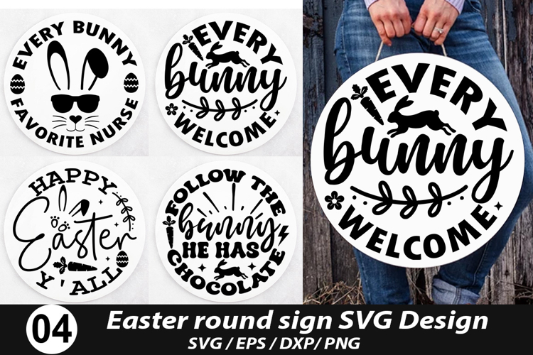 Easter Round Sign SVG Design - Follow the bunny he has choco