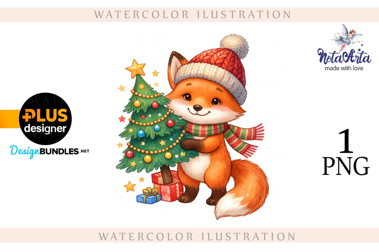 Illustration of a cute Christmas fox