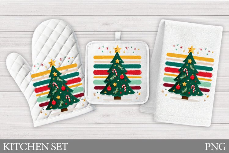 Christmas Tree Oven Mitt. Christmas Tree Kitchen Towel example image 1