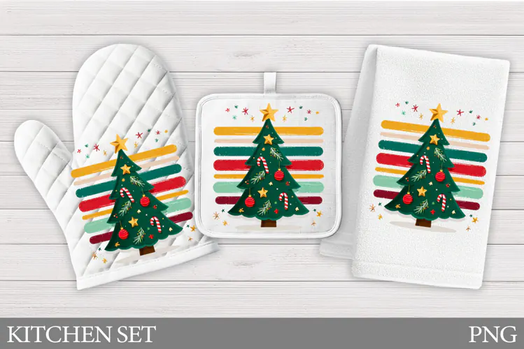 Christmas Tree Oven Mitt. Christmas Tree Kitchen Towel