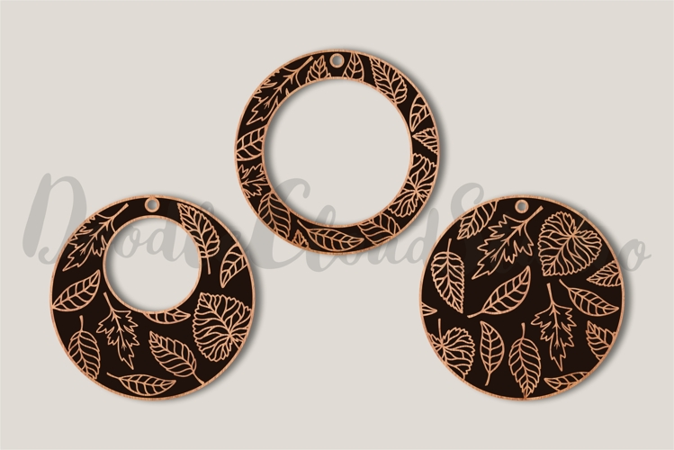 Hoop Leaves Earring Pendant SVG File for Laser Cut, Jewelry.