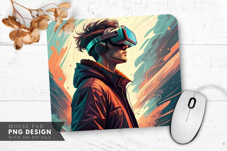 Virtual Reality Exploration Mouse Pad PNG Design